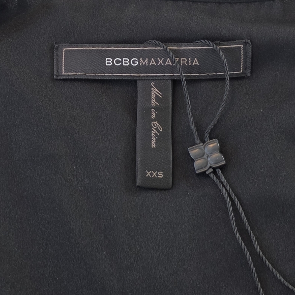 BCBGMAXAZRIA Black & Silver Zariah Pleated Cocktail Dress Size XXS - Picture 7 of 9